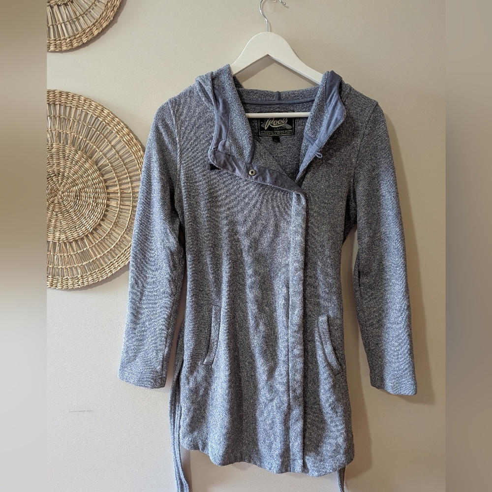 Roots Light Gray Hooded Long Coat